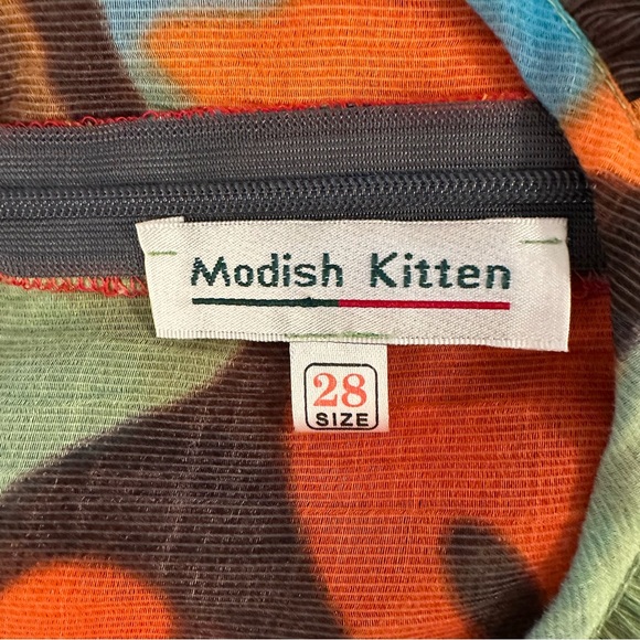 Vintage Modish Kitten Multicolor Dress Abstract Print - Picture 6 of 10